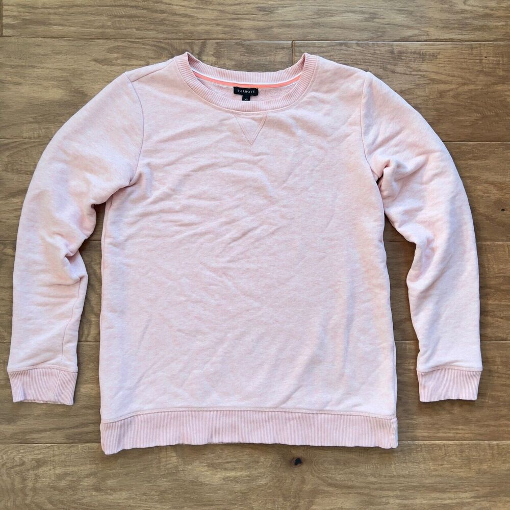 Talbots Sweatshirt Size XS Crew Neck Long Sleeve Heather Coral Orange